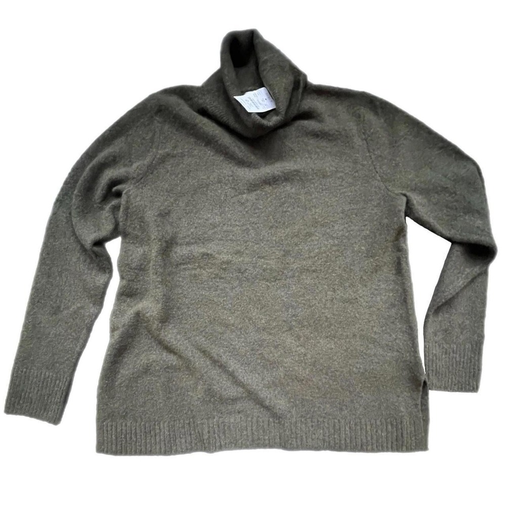 J.Crew Turtleneck Sweater Olive Green Extra-Soft Wool Blend Relaxed Size M